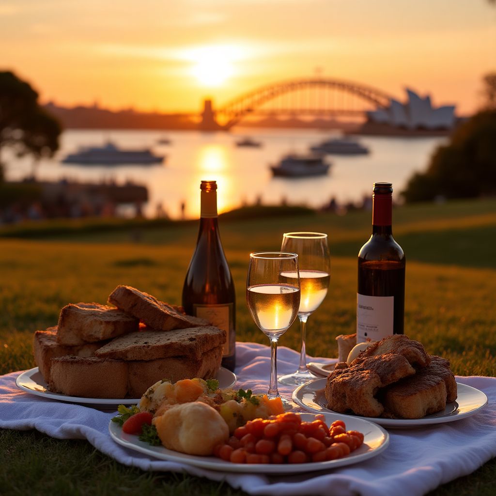 Sunset picnic at Mrs Macquarie's Chair
