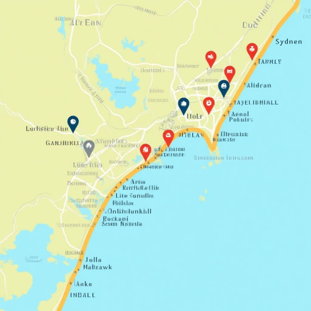 Map of key picnic locations in Sydney